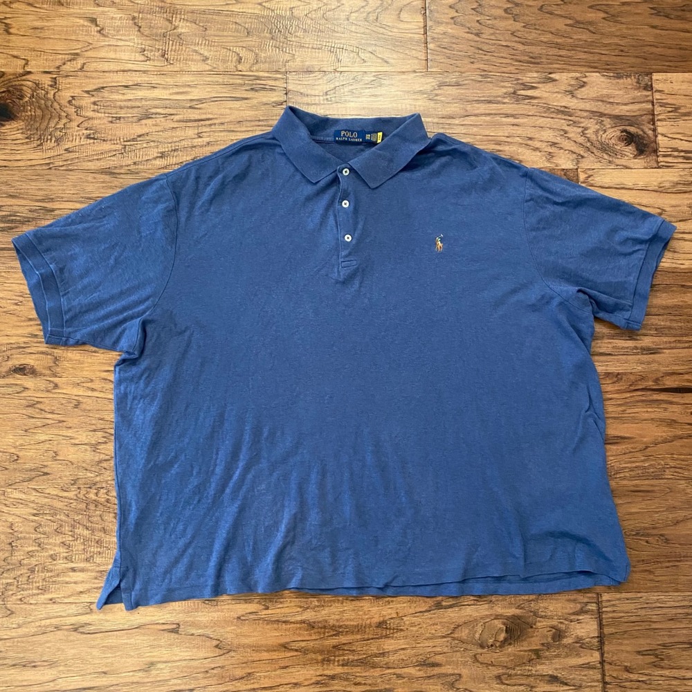 Polo Ralph Lauren Mens 3XB Blue Heather Short Sleeve Polo Shirt Multi Pony